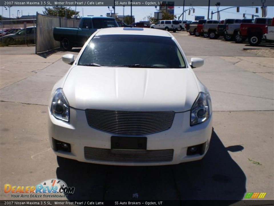 2007 Nissan Maxima 3.5 SL Winter Frost Pearl / Cafe Latte Photo #3
