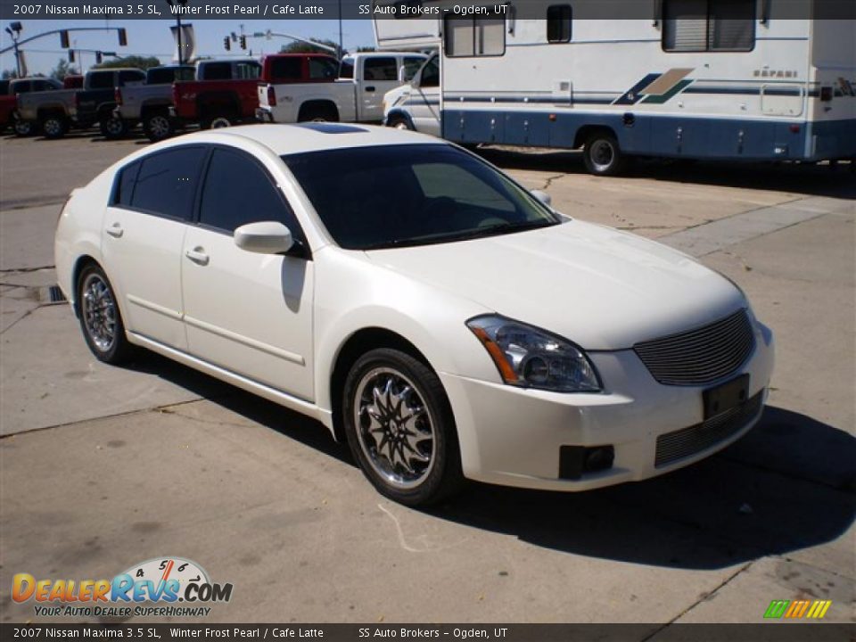 2007 Nissan Maxima 3.5 SL Winter Frost Pearl / Cafe Latte Photo #4