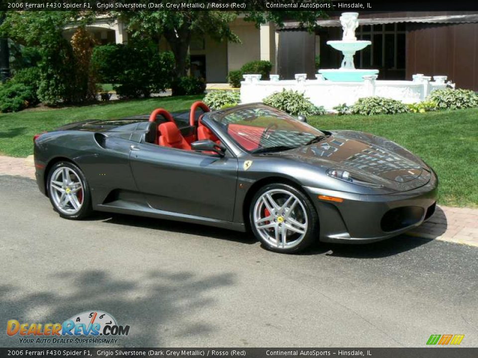 2006 Ferrari F430 Spider F1 Grigio Silverstone (Dark Grey Metallic) / Rosso (Red) Photo #4