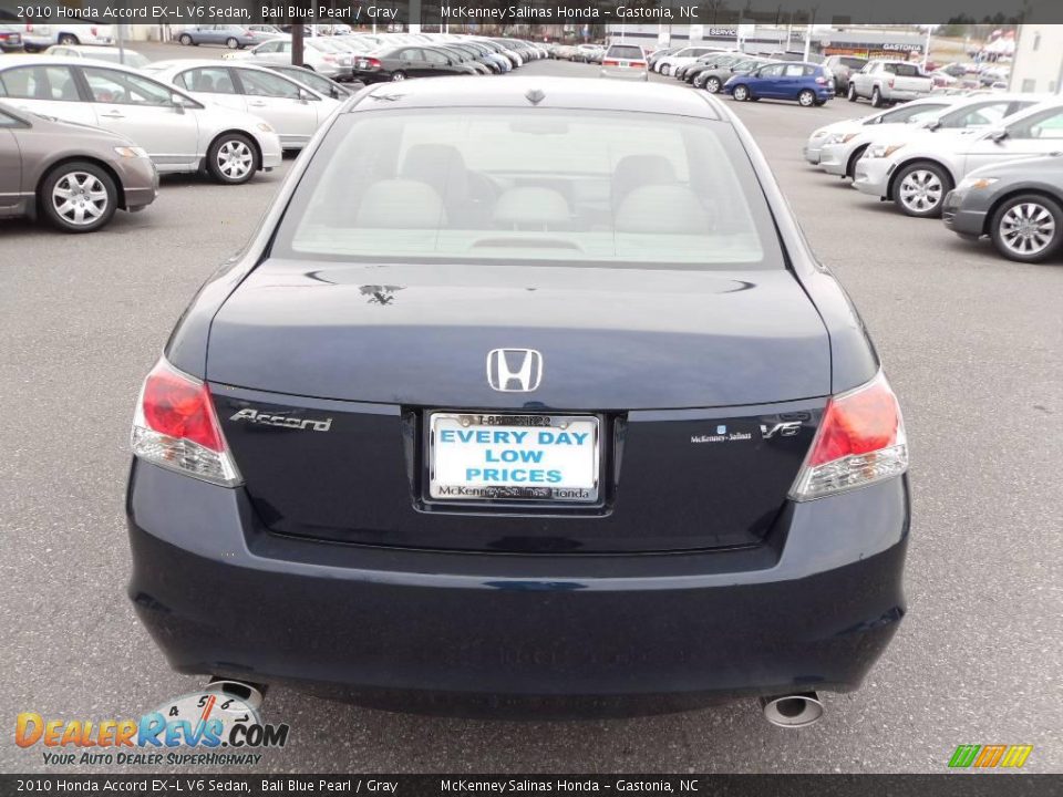 2010 Honda Accord EX-L V6 Sedan Bali Blue Pearl / Gray Photo #3