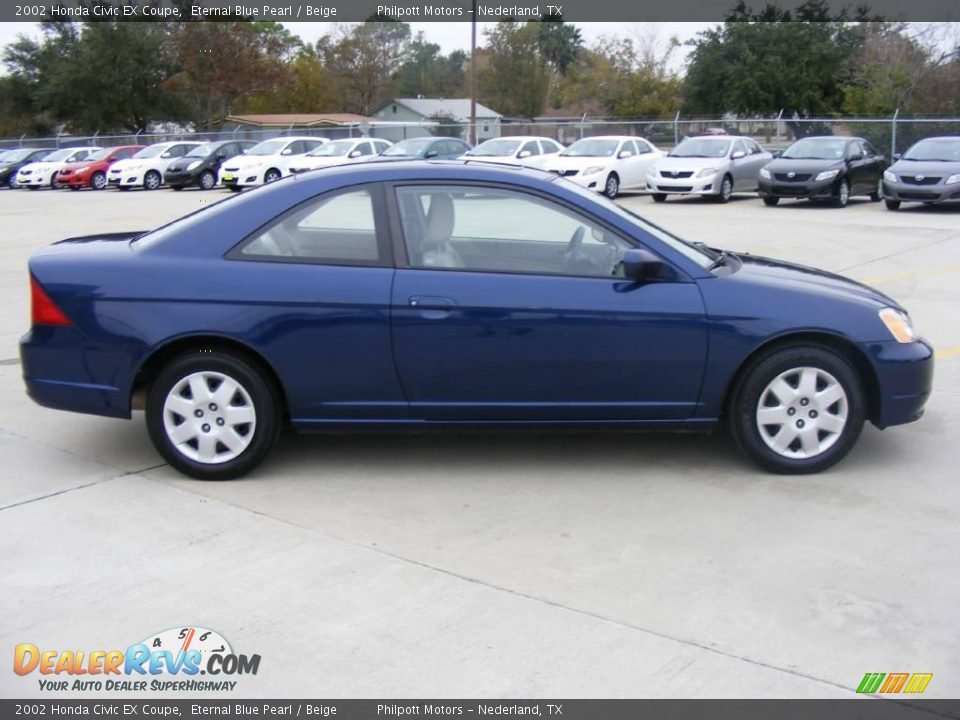 2002 Honda Civic EX Coupe Eternal Blue Pearl / Beige Photo #2