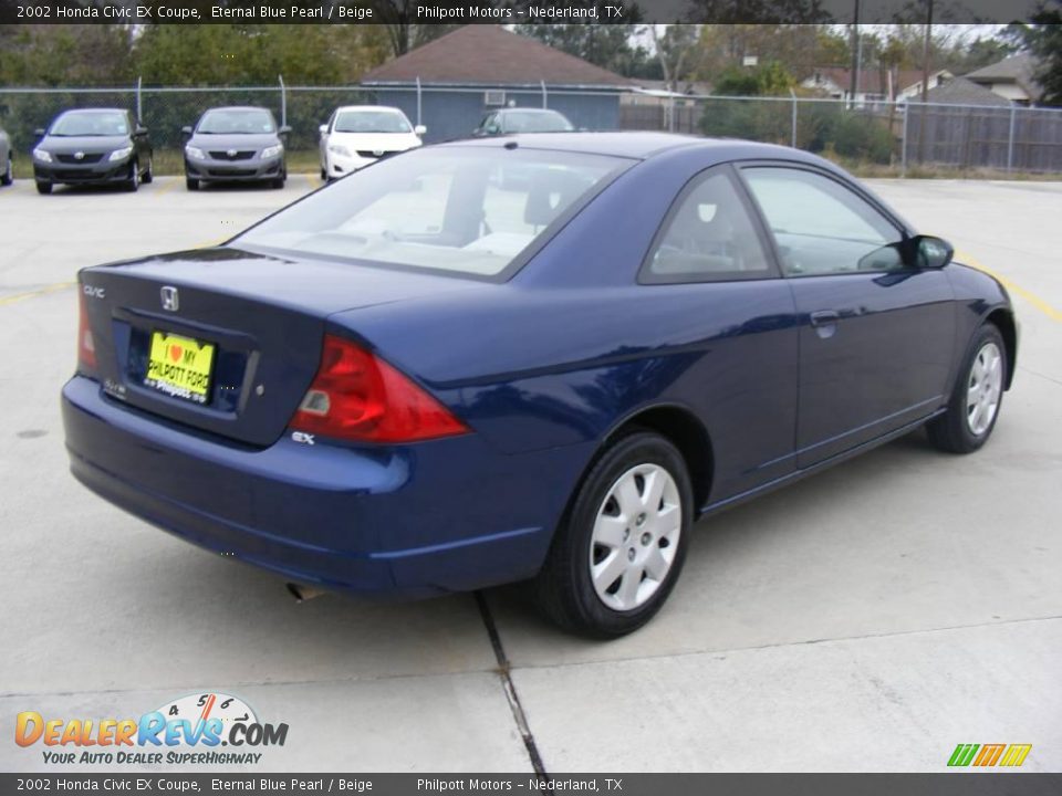 2002 Honda Civic EX Coupe Eternal Blue Pearl / Beige Photo #3