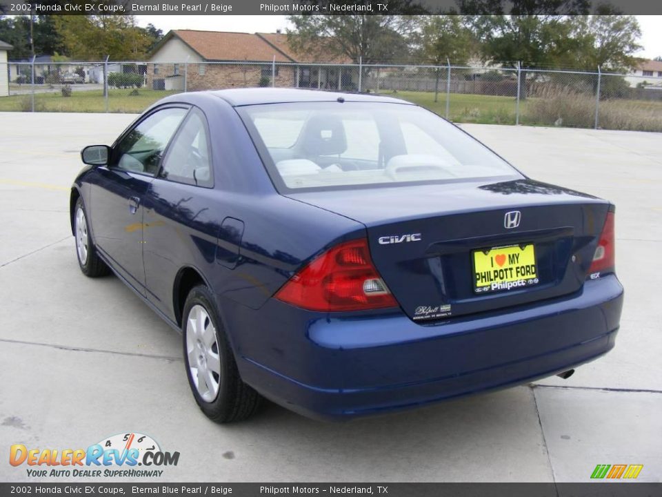 2002 Honda Civic EX Coupe Eternal Blue Pearl / Beige Photo #5