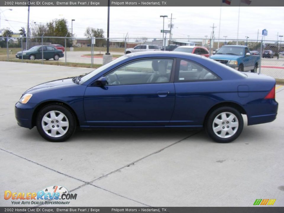 2002 Honda Civic EX Coupe Eternal Blue Pearl / Beige Photo #6