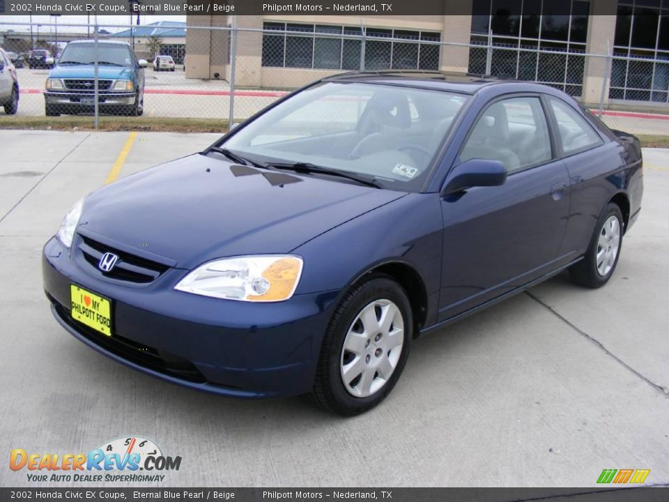 2002 Honda Civic EX Coupe Eternal Blue Pearl / Beige Photo #7
