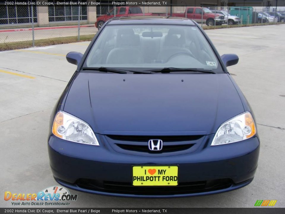 2002 Honda Civic EX Coupe Eternal Blue Pearl / Beige Photo #8
