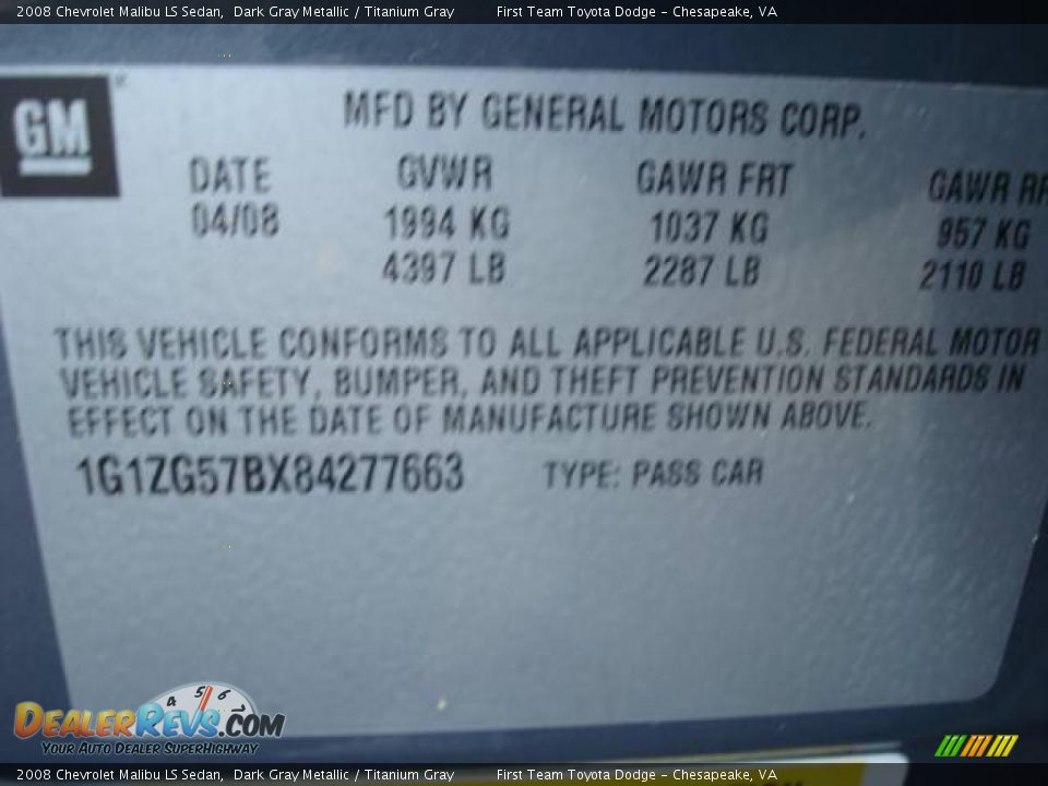 2008 Chevrolet Malibu LS Sedan Dark Gray Metallic / Titanium Gray Photo #22