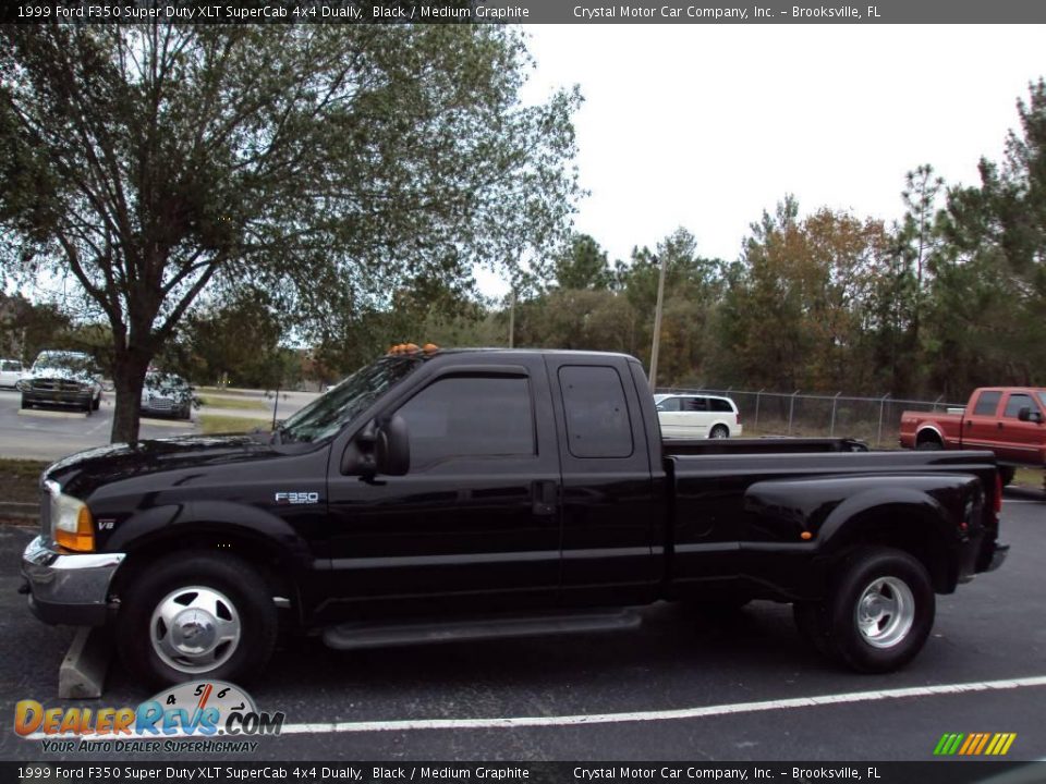 1999 Ford F350 Super Duty XLT SuperCab 4x4 Dually Black / Medium Graphite Photo #2