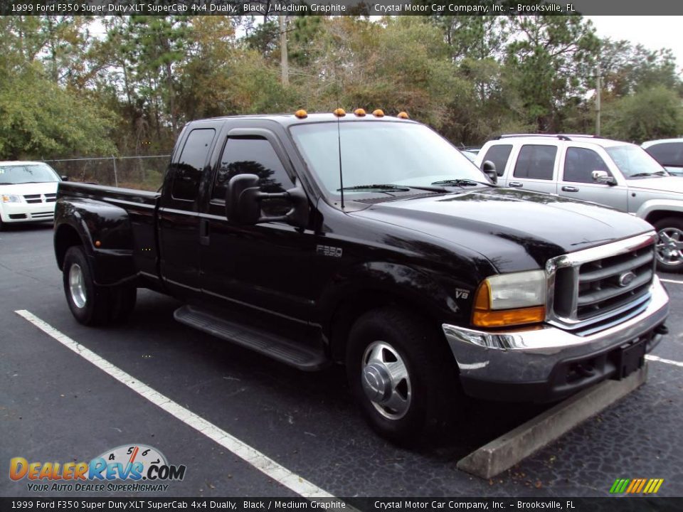 1999 Ford F350 Super Duty XLT SuperCab 4x4 Dually Black / Medium Graphite Photo #6