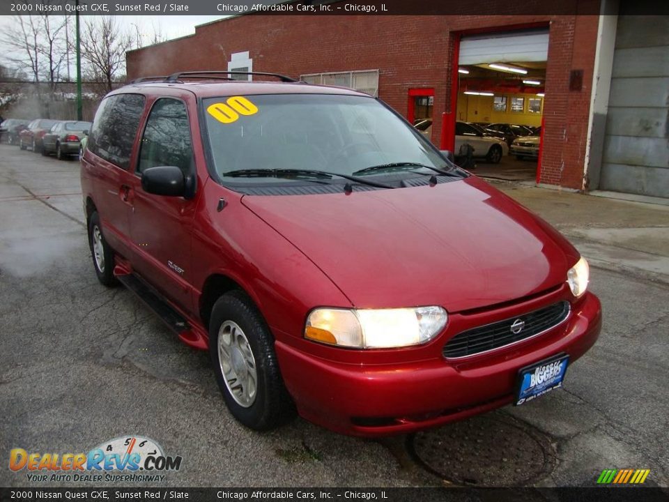 2000 Nissan Quest GXE Sunset Red / Slate Photo #3