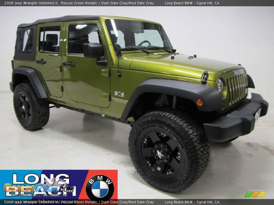 2008 Jeep Wrangler Unlimited X Rescue Green Metallic / Dark Slate Gray/Med Slate Gray Photo #1