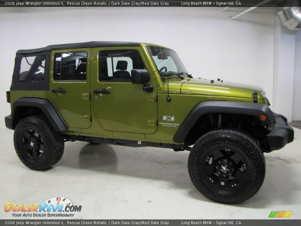 2008 Jeep Wrangler Unlimited X Rescue Green Metallic / Dark Slate Gray/Med Slate Gray Photo #2