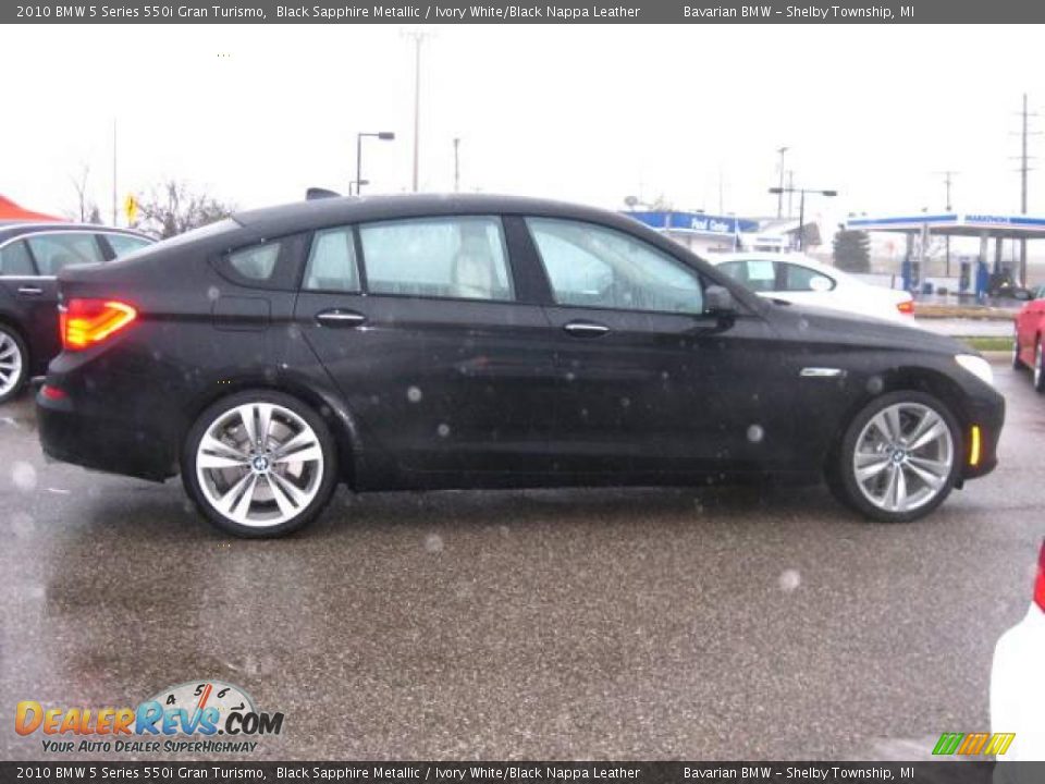 2010 BMW 5 Series 550i Gran Turismo Black Sapphire Metallic / Ivory White/Black Nappa Leather Photo #6