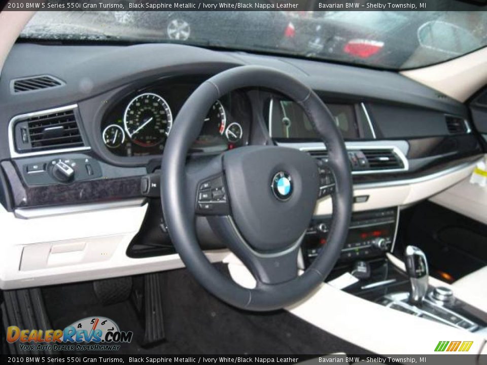 2010 BMW 5 Series 550i Gran Turismo Black Sapphire Metallic / Ivory White/Black Nappa Leather Photo #9