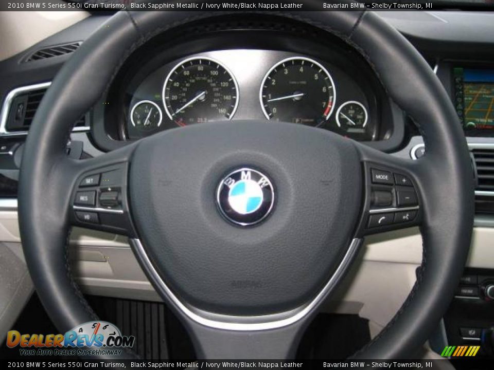 2010 BMW 5 Series 550i Gran Turismo Black Sapphire Metallic / Ivory White/Black Nappa Leather Photo #17