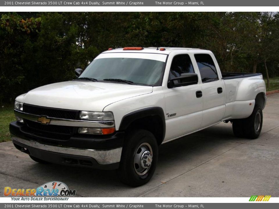 2001 Chevrolet Silverado 3500 LT Crew Cab 4x4 Dually Summit White / Graphite Photo #1