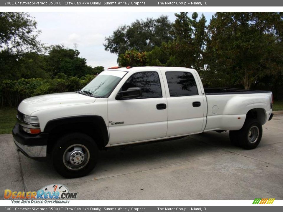 2001 Chevrolet Silverado 3500 LT Crew Cab 4x4 Dually Summit White / Graphite Photo #2