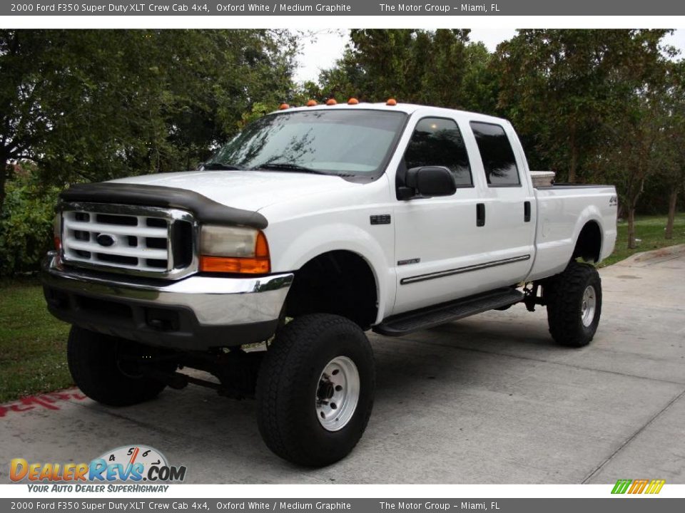 2000 Ford F350 Super Duty XLT Crew Cab 4x4 Oxford White / Medium Graphite Photo #1