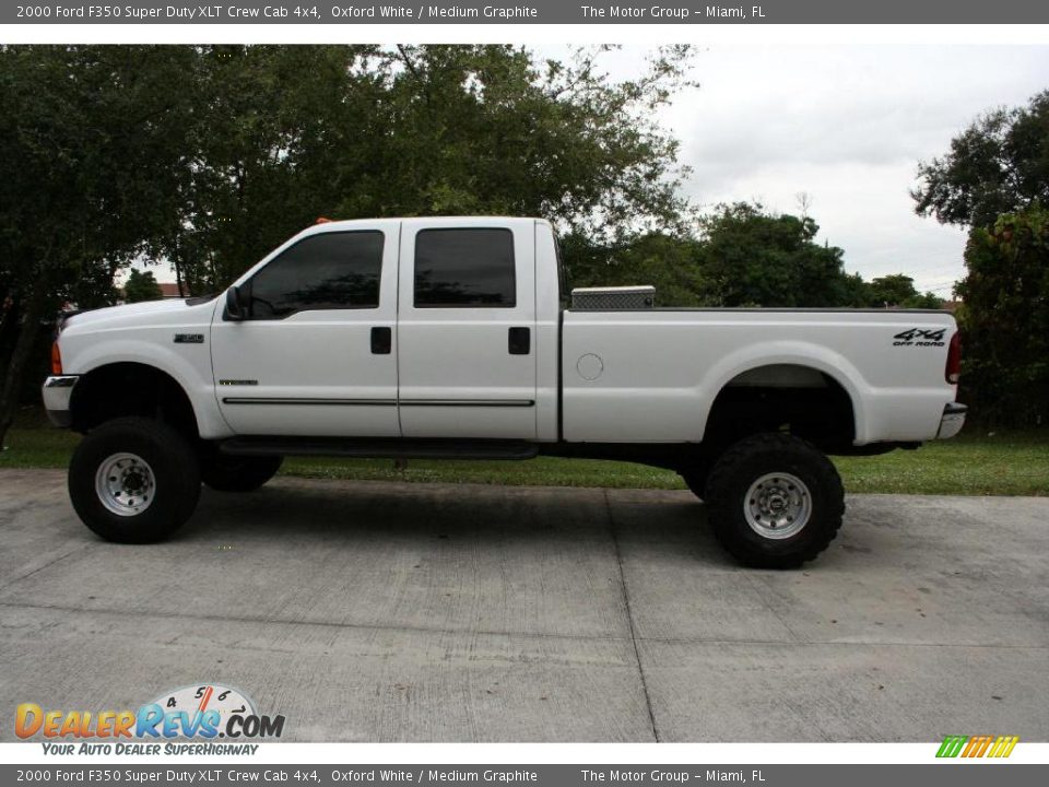 2000 Ford F350 Super Duty XLT Crew Cab 4x4 Oxford White / Medium Graphite Photo #3