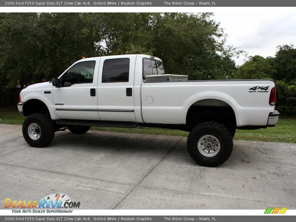 2000 Ford F350 Super Duty XLT Crew Cab 4x4 Oxford White / Medium Graphite Photo #4