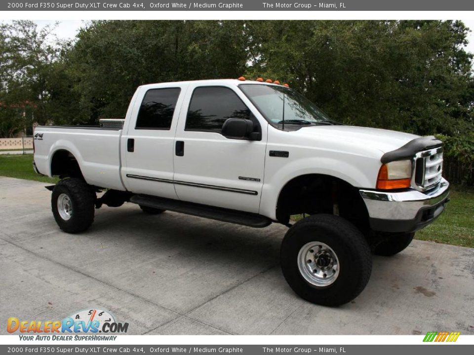 2000 Ford F350 Super Duty XLT Crew Cab 4x4 Oxford White / Medium Graphite Photo #13