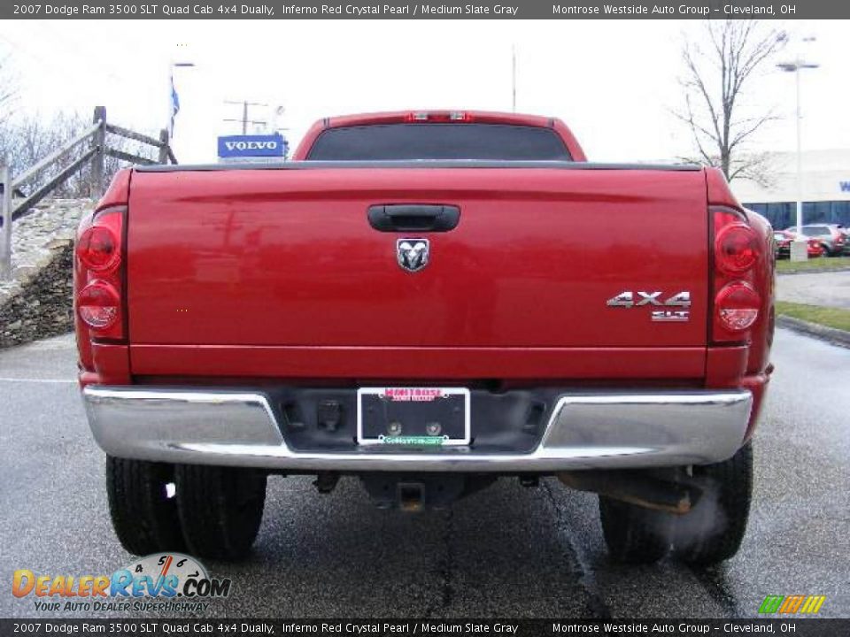 2007 Dodge Ram 3500 SLT Quad Cab 4x4 Dually Inferno Red Crystal Pearl / Medium Slate Gray Photo #4