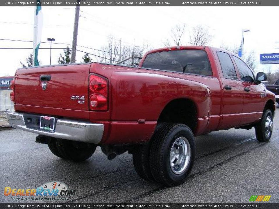 2007 Dodge Ram 3500 SLT Quad Cab 4x4 Dually Inferno Red Crystal Pearl / Medium Slate Gray Photo #5