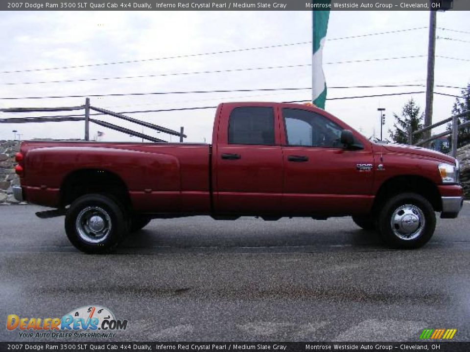 2007 Dodge Ram 3500 SLT Quad Cab 4x4 Dually Inferno Red Crystal Pearl / Medium Slate Gray Photo #6