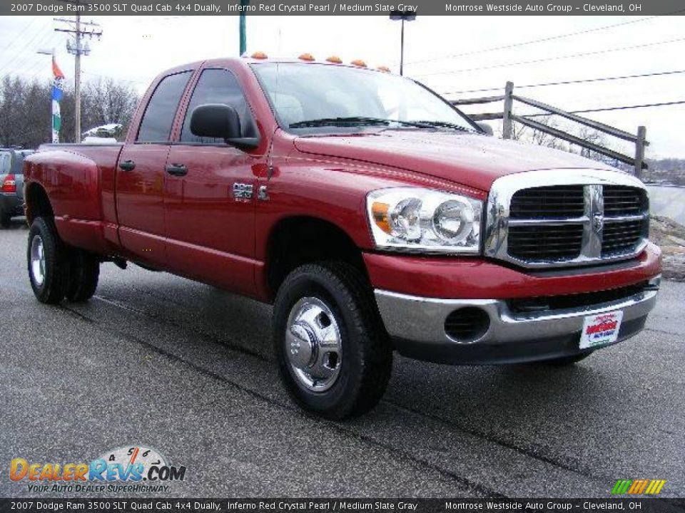 2007 Dodge Ram 3500 SLT Quad Cab 4x4 Dually Inferno Red Crystal Pearl / Medium Slate Gray Photo #7