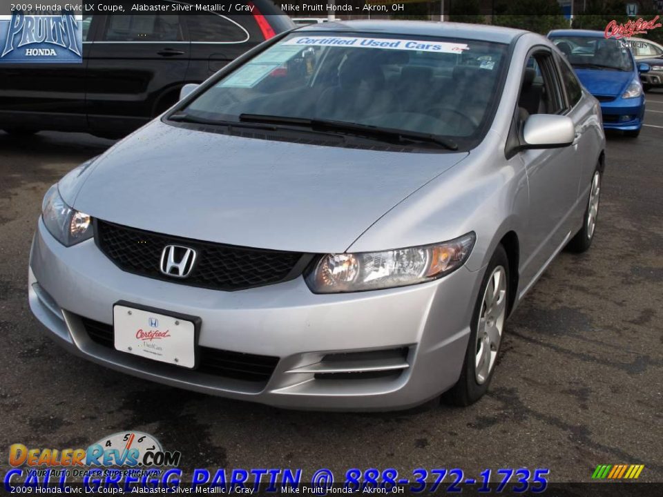 2009 Honda Civic LX Coupe Alabaster Silver Metallic / Gray Photo #3