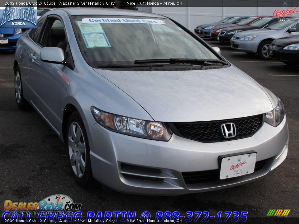 2009 Honda Civic LX Coupe Alabaster Silver Metallic / Gray Photo #5