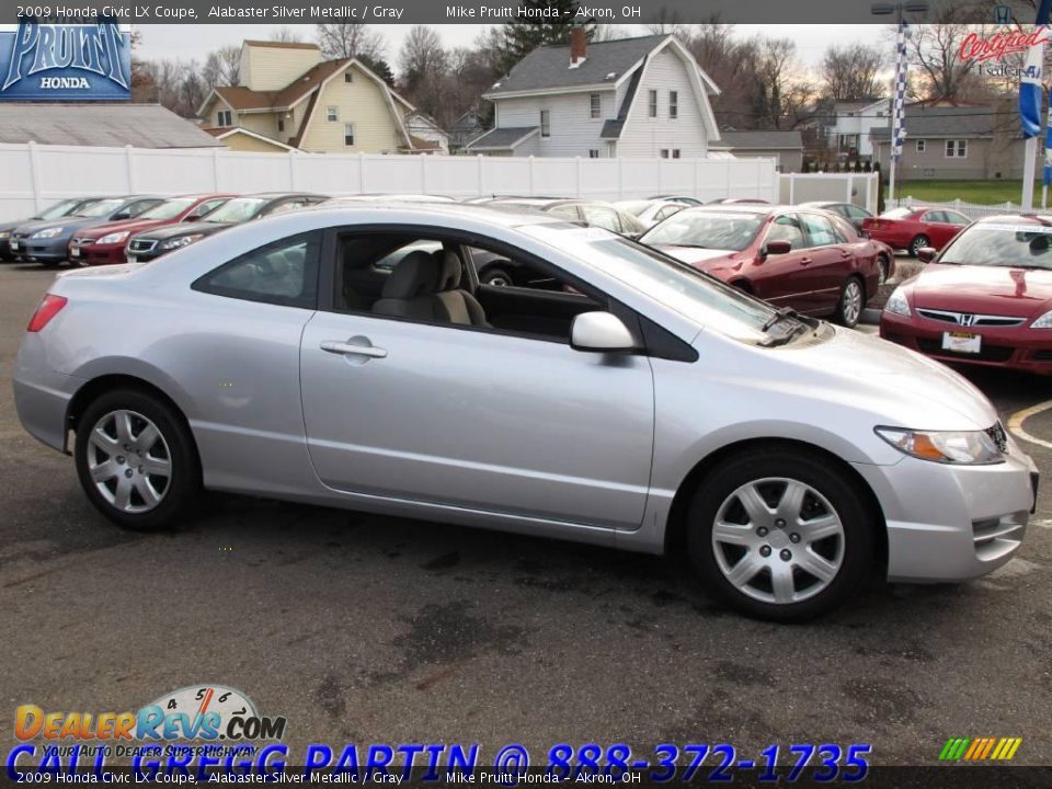 2009 Honda Civic LX Coupe Alabaster Silver Metallic / Gray Photo #6
