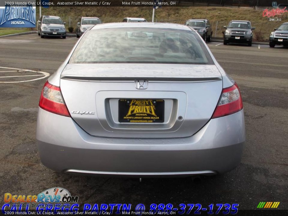 2009 Honda Civic LX Coupe Alabaster Silver Metallic / Gray Photo #8