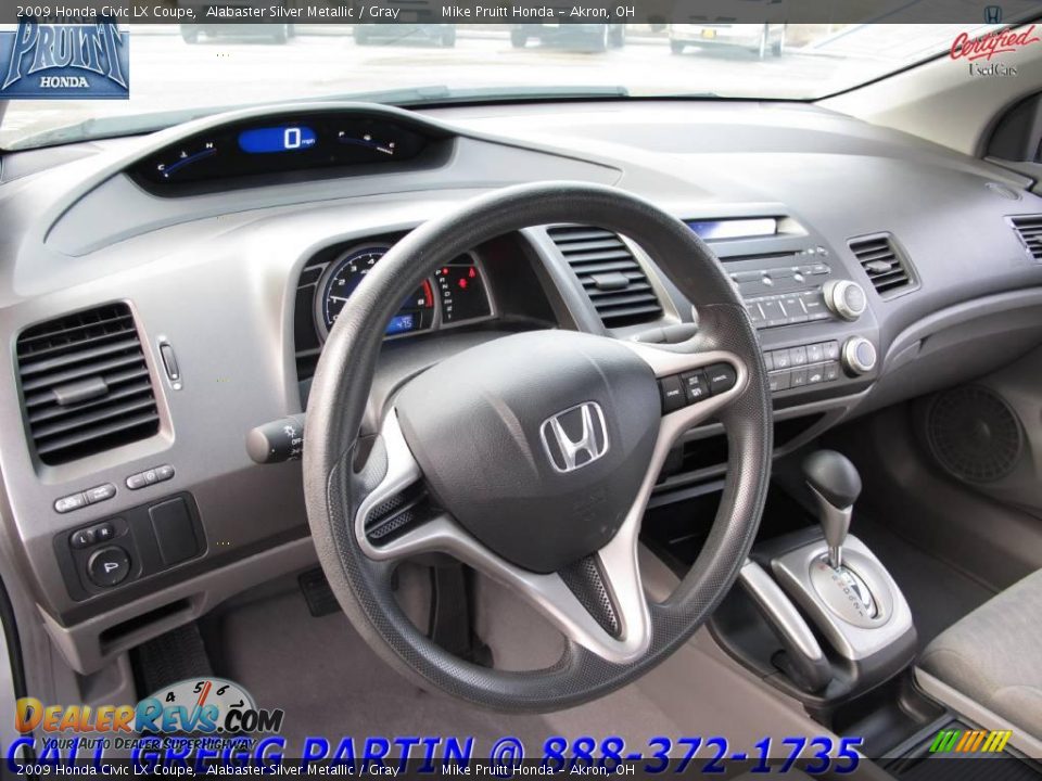 2009 Honda Civic LX Coupe Alabaster Silver Metallic / Gray Photo #15