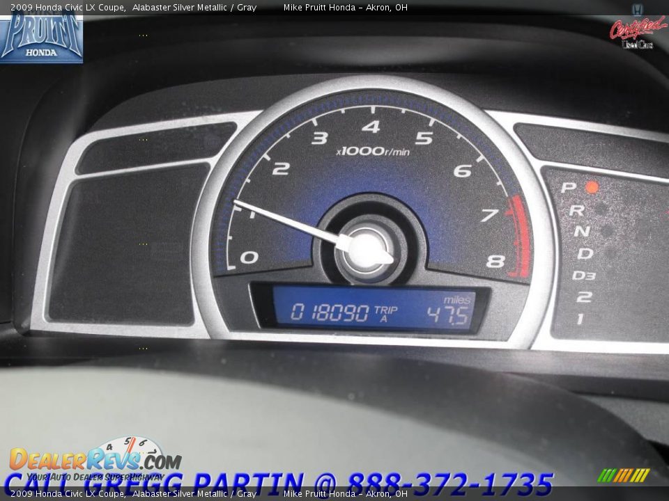 2009 Honda Civic LX Coupe Alabaster Silver Metallic / Gray Photo #16