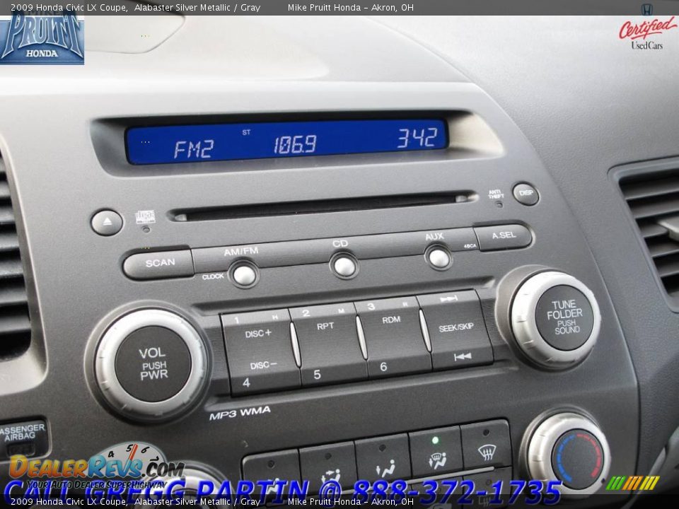 2009 Honda Civic LX Coupe Alabaster Silver Metallic / Gray Photo #20