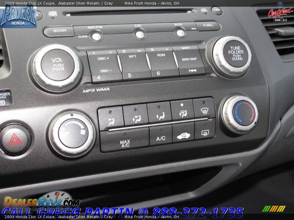2009 Honda Civic LX Coupe Alabaster Silver Metallic / Gray Photo #21