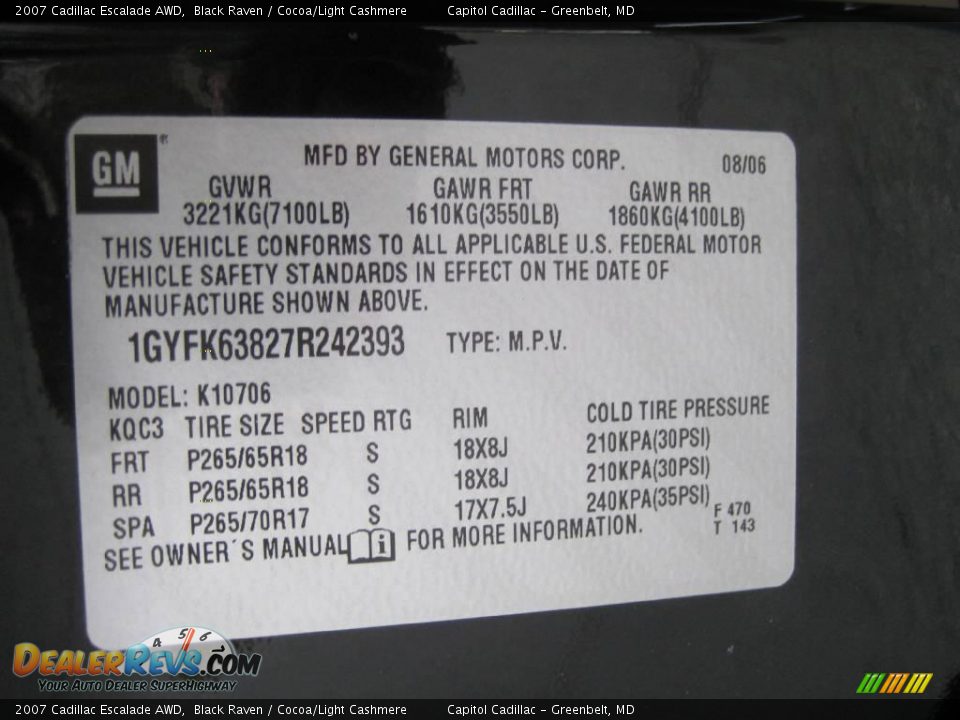 2007 Cadillac Escalade AWD Black Raven / Cocoa/Light Cashmere Photo #26