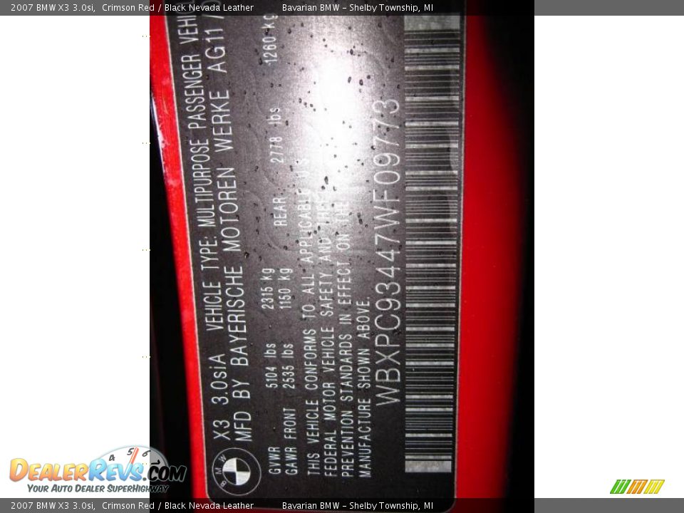 2007 BMW X3 3.0si Crimson Red / Black Nevada Leather Photo #23