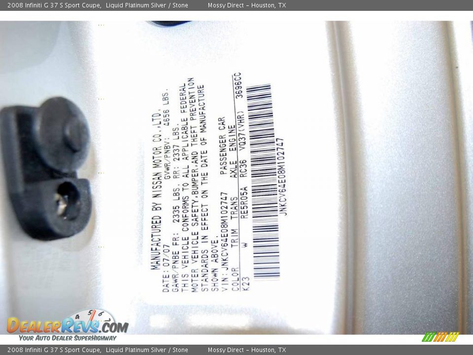 2008 Infiniti G 37 S Sport Coupe Liquid Platinum Silver / Stone Photo #19
