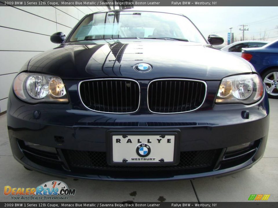 2009 BMW 1 Series 128i Coupe Monaco Blue Metallic / Savanna Beige/Black Boston Leather Photo #2