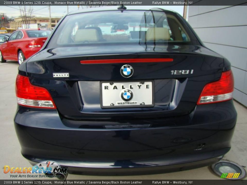 2009 BMW 1 Series 128i Coupe Monaco Blue Metallic / Savanna Beige/Black Boston Leather Photo #4