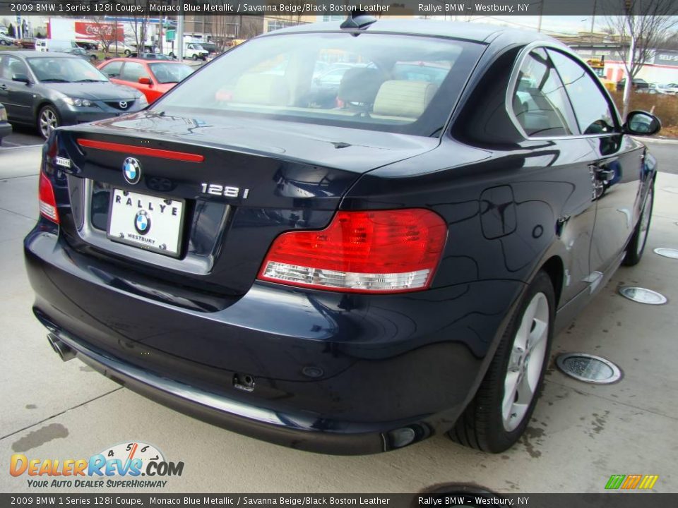 2009 BMW 1 Series 128i Coupe Monaco Blue Metallic / Savanna Beige/Black Boston Leather Photo #5