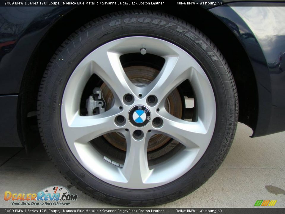 2009 BMW 1 Series 128i Coupe Monaco Blue Metallic / Savanna Beige/Black Boston Leather Photo #6