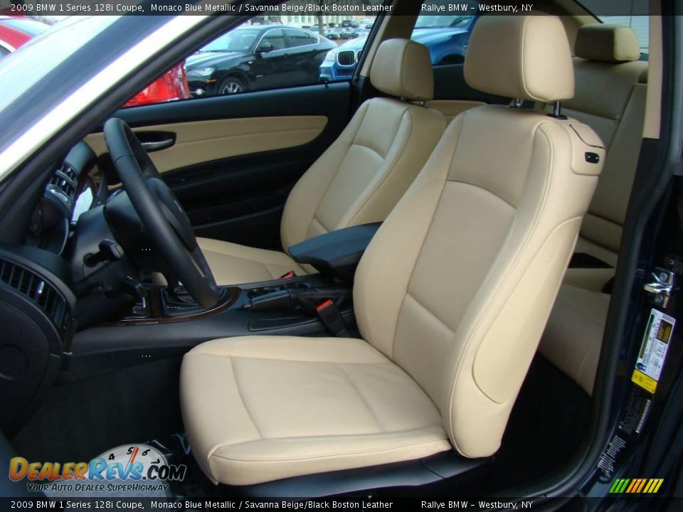 2009 BMW 1 Series 128i Coupe Monaco Blue Metallic / Savanna Beige/Black Boston Leather Photo #8