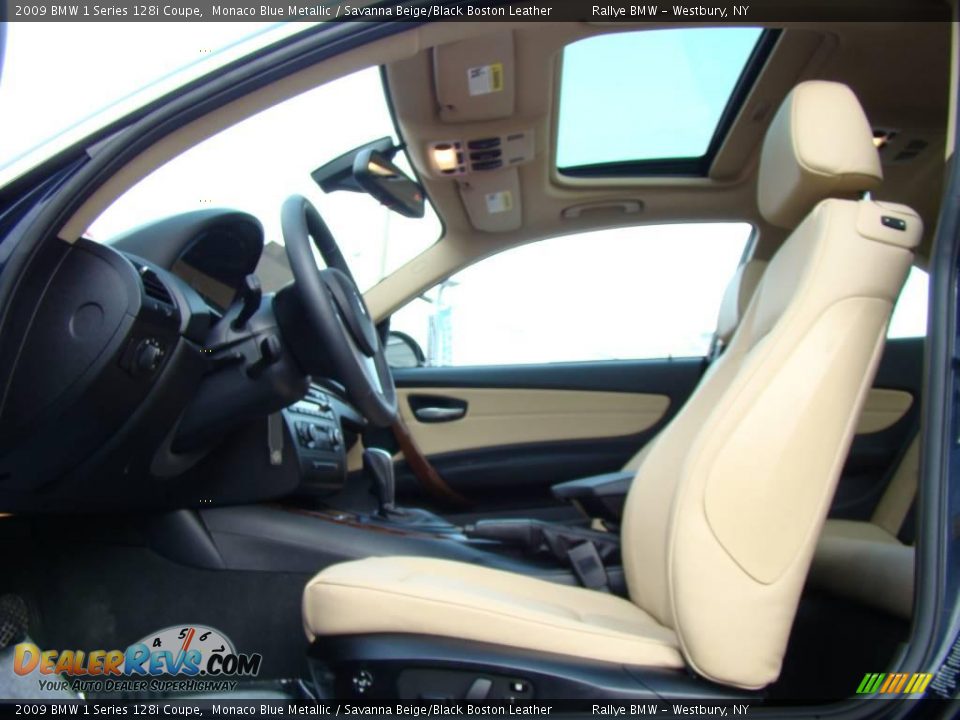 2009 BMW 1 Series 128i Coupe Monaco Blue Metallic / Savanna Beige/Black Boston Leather Photo #9