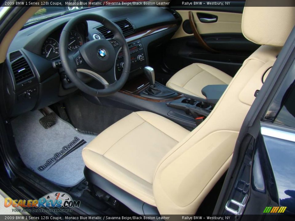 2009 BMW 1 Series 128i Coupe Monaco Blue Metallic / Savanna Beige/Black Boston Leather Photo #10