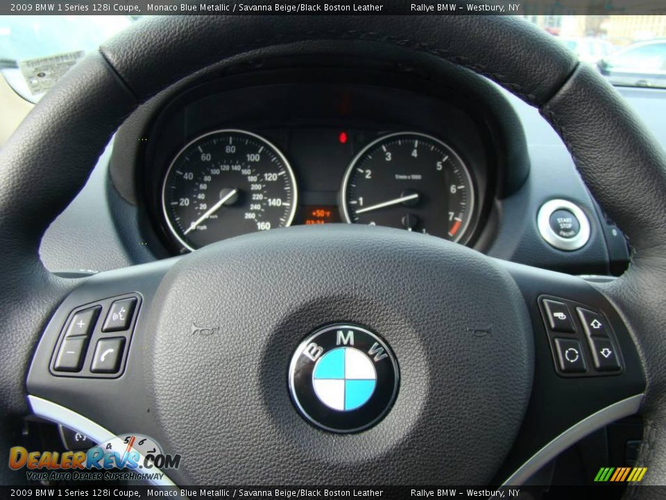 2009 BMW 1 Series 128i Coupe Monaco Blue Metallic / Savanna Beige/Black Boston Leather Photo #11