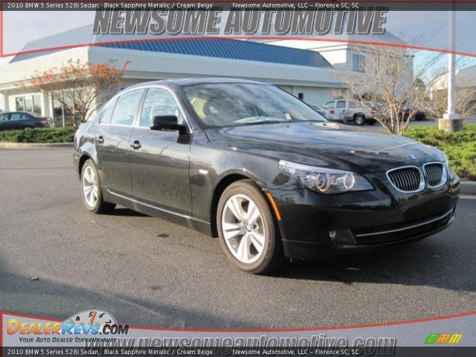2010 BMW 5 Series 528i Sedan Black Sapphire Metallic / Cream Beige Photo #1