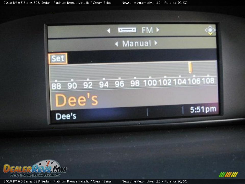 2010 BMW 5 Series 528i Sedan Platinum Bronze Metallic / Cream Beige Photo #7